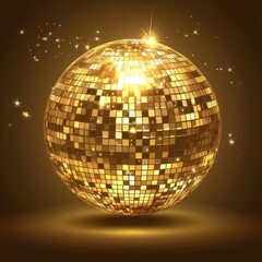 Obraz premium Glittering Golden Disco Ball with Radiant Sparkles