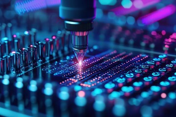 Nanobots editing dna strand in a high-tech laboratory closeup view of cutting-edge scientific innovation futuristic environment technology concept