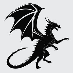 Dragon  image silhouette vector art and illustration