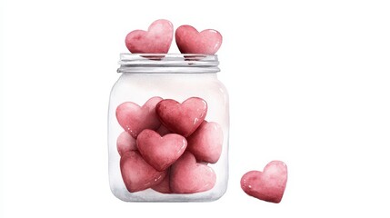 A jar filled with pink hearts, symbolizing love and affection for special occasions.