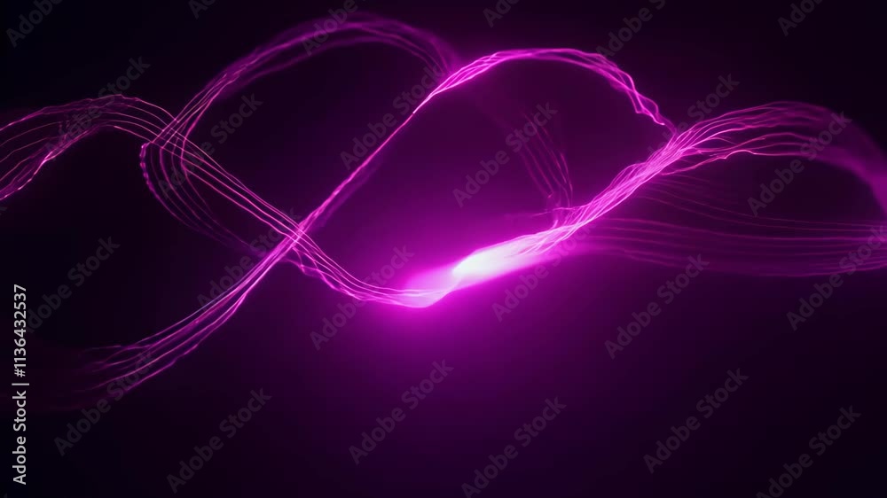 Poster dynamic purple light waves create mesmerizing visual patterns in dark setting