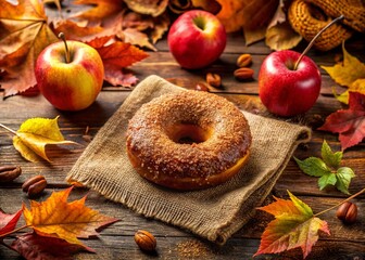 Autumn Harvest: Apple Cider Donut Clipart, Fall Treats, Sweet Baked Goods, Delicious Dessert Illustration