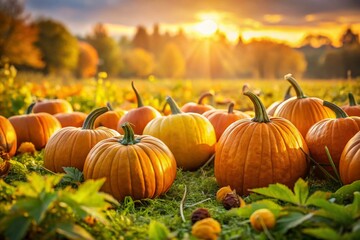 Autumn Harvest: Stunning Pumpkin Patch Photography, Fall Field, Orange Pumpkins, Gourds, Thanksgiving, Halloween, Farm, Rural, Countryside