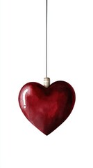 A vibrant red heart hanging, symbolizing love and affection in a minimalist style.