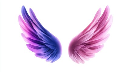 Fototapeta premium Beautifully styled pink and purple angel wings showcasing grace and elegance.
