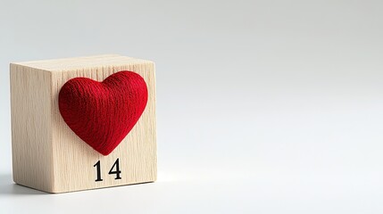 Minimalist Wooden Calendar Block with Heart and Date for February