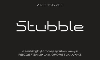 Modern minimal abstract alphabet fonts. Typography technology, electronic, movie, digital, music, future, logo creative font.