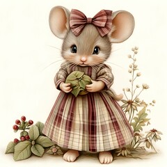 Adorable vintage mouse clipart