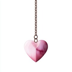 Elegant pink heart pendant on a chain, symbolizing love and affection.