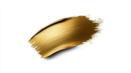 Golden paint stroke on a white background for creative design projects.