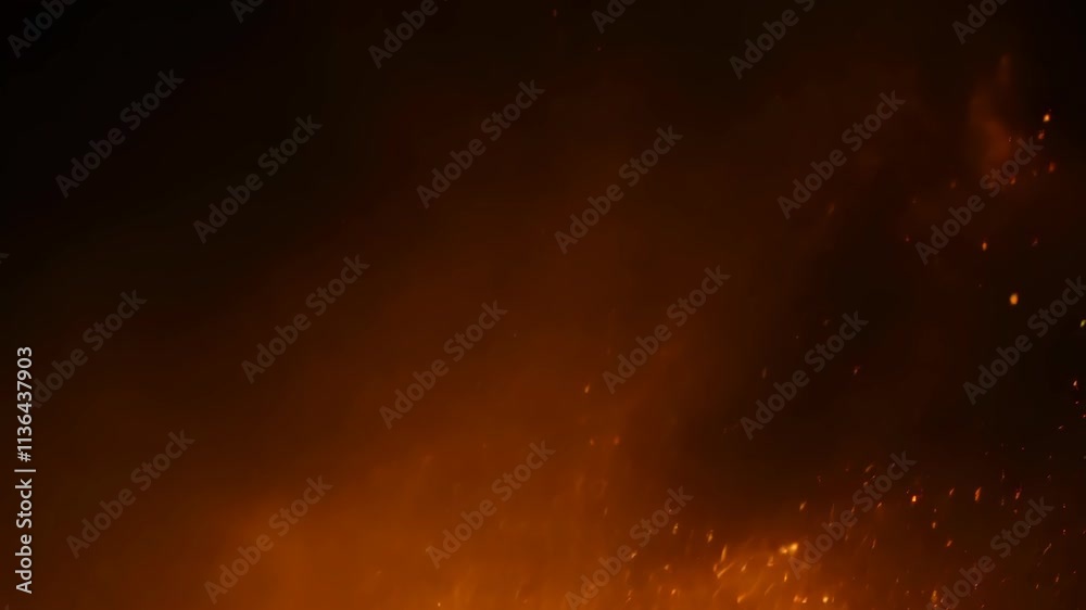 Poster dynamic sparks and glowing embers illuminated in a nighttime fire display