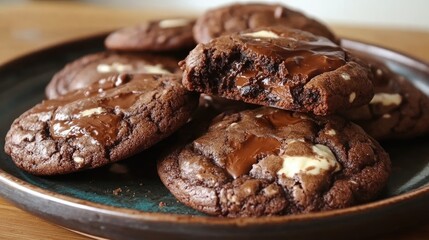 Freshly Baked Chocolate Cookies with Melted Chocolate Center