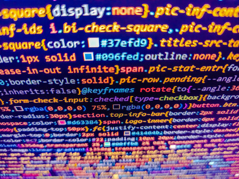 Software development monitor screen background. Javacsript with web development. Backend programming, software development concept. Application source code background. Source function code.