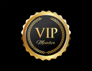 VIP membership golden label or badge stock illustration isolated on black background