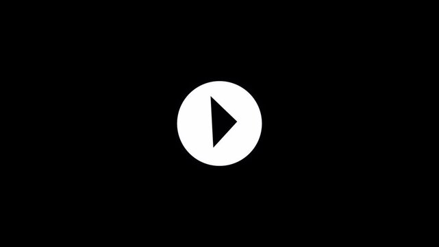 Video and audio music play button animation icon on black background. Play button animation icon concept.
