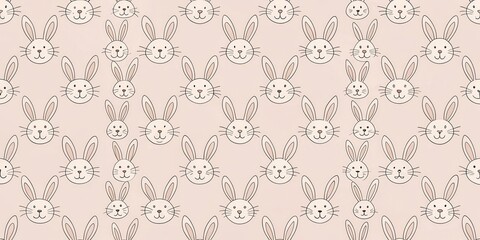 Adorable Bunny Faces Seamless Pattern Design Perfect for Kids' Fabric, Wrapping Paper, or Digital Projects