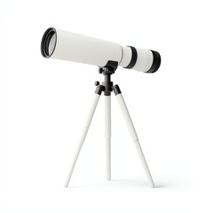 A sleek white telescope on a tripod, designed for stargazing and exploring distant objects in the sky.
