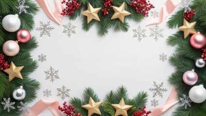 Christmas background. Pastel decorations on white background 1