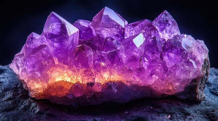 Fototapeta premium Purple crystal cluster with illuminated base