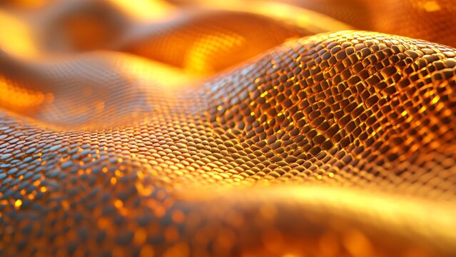 Shimmering golden fabric draping elegantly under soft light