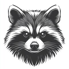 Obraz premium Monochrome illustration of a raccoon's head.