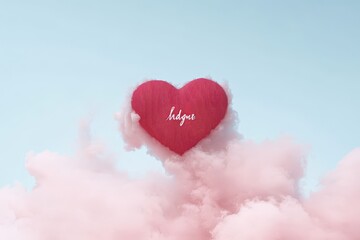Obraz premium A pink heart floats above fluffy pastel clouds