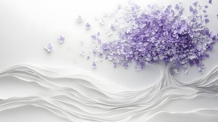 Obraz premium Tree Formed With Paper Cut Art, Abstract Image, Texture, Pattern Background, Wallpaper, Cover and Screen of Smartphone, PC, Laptop, 9:16 and 16:9 Format