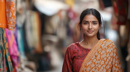 Obraz premium A mockup featuring an Indian model in a traditional khadi shirt, perfect for promoting eco-friendly, cultural attire
