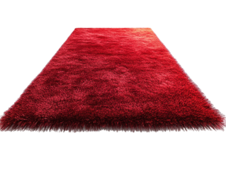 A red carpet, isolated on a transparent background, highlighting its texture and details, perfect for luxury, events, or elegant-themed designs.
