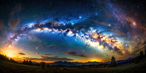 Obraz premium Celestial Hour: Pinhole Night Sky Photography - Starry Galaxy Nebula Instant Film