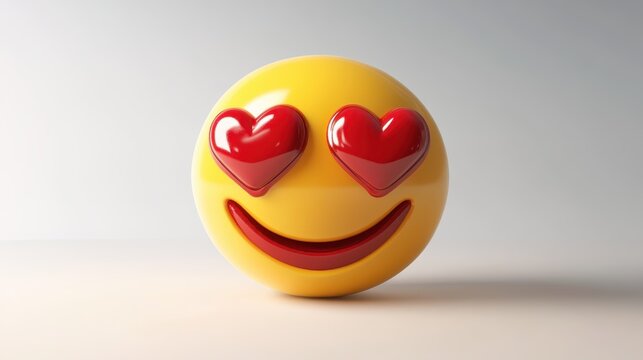 A smiling yellow emoticon with red hearts for eyes