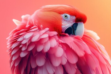 Fototapeta premium Close-up of vibrant pink parrot with detailed colorful feathers AI generated