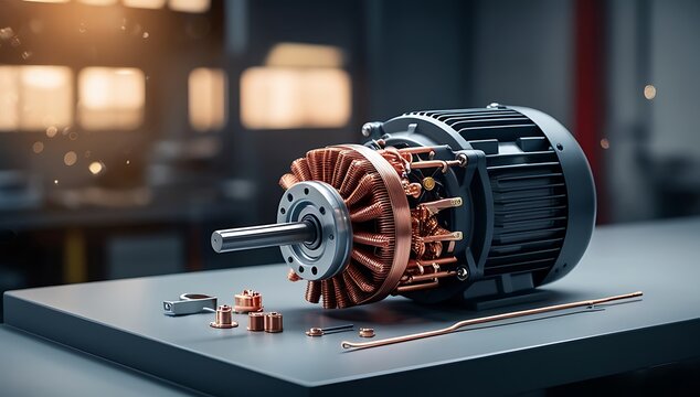 Disassembled Electric Motor Showing Internal Components