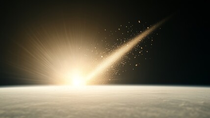 A cosmic view of Earth from space, with a gigantic asteroid colliding into the planet, causing an enormous explosion visible from orbit