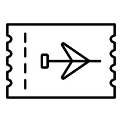 paper ticket shaped like an airplane, symbolizing air travel and adventure.