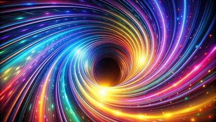Abstract swirling vortex of vibrant multicolored light streaks