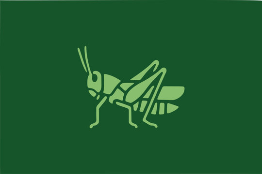 Minimalist green grasshopper logo, vector icon, modern emblem design