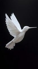 Hummingbird Formed With Paper Cut Art, Abstract Image, Texture, Pattern Background, Wallpaper, Cover and Screen of Smartphone, PC, Laptop, 9:16 and 16:9 Format