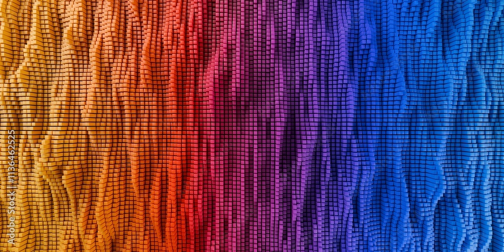 Aufkleber spectrum colored bar graph field from gradient cube or box mesh array background, abstract modern da