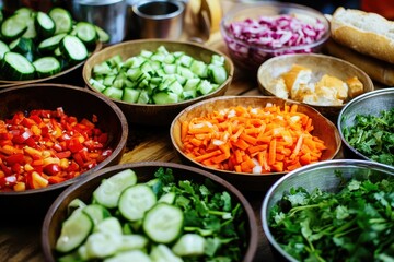A colorful array of fresh vegetables prepared for a meal.