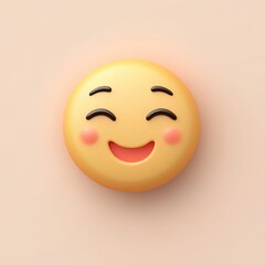 Fototapeta premium 3D Smiling Emoji Icon in Minimalist Style, Soft Pastel Colors, Represents Happiness and Communication