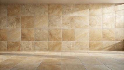 Sunlit Room with Beige Tile Walls and Floor