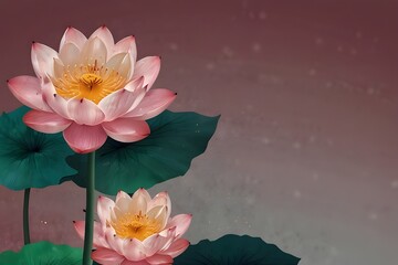 
Greeting card, backdrop, wall paper art. Soft colorful beautiful lotus flowers design background banner template blank space is required
