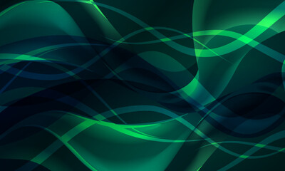 Abstract glowing wave lines on dark green background. Dynamic wave pattern. smooth wallpaper.