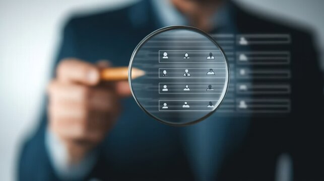 Hr, HRM, Human resources management concept. Check resume, Screening employee information, job applicants, Employees must complete the online survey form, answer the test questions..