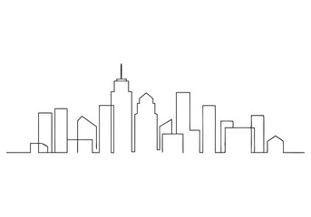 Fototapeta premium Continuous One-Line Drawing of a Cityscape - Minimalist Urban Art