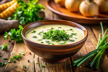 Creamy Soup Photography: Tilt-Shift, Herbs, Olive Oil, Food Photography, Recipe, Culinary, Delicious