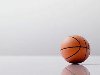 Obraz premium An isolated basketball with smooth surface, reflecting light against a neutral background, perfect for sports-themed projects.