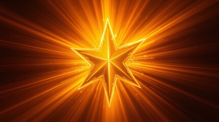 golden star shining brightly with detailed textures and glowing beams of light emanating in all directions