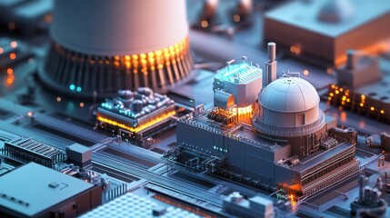 Detailed view of equipment in a nuclear power plant, showcasing technology used for generating atomic energy while emphasizing safety measures and operational efficiency in a complex facility.
